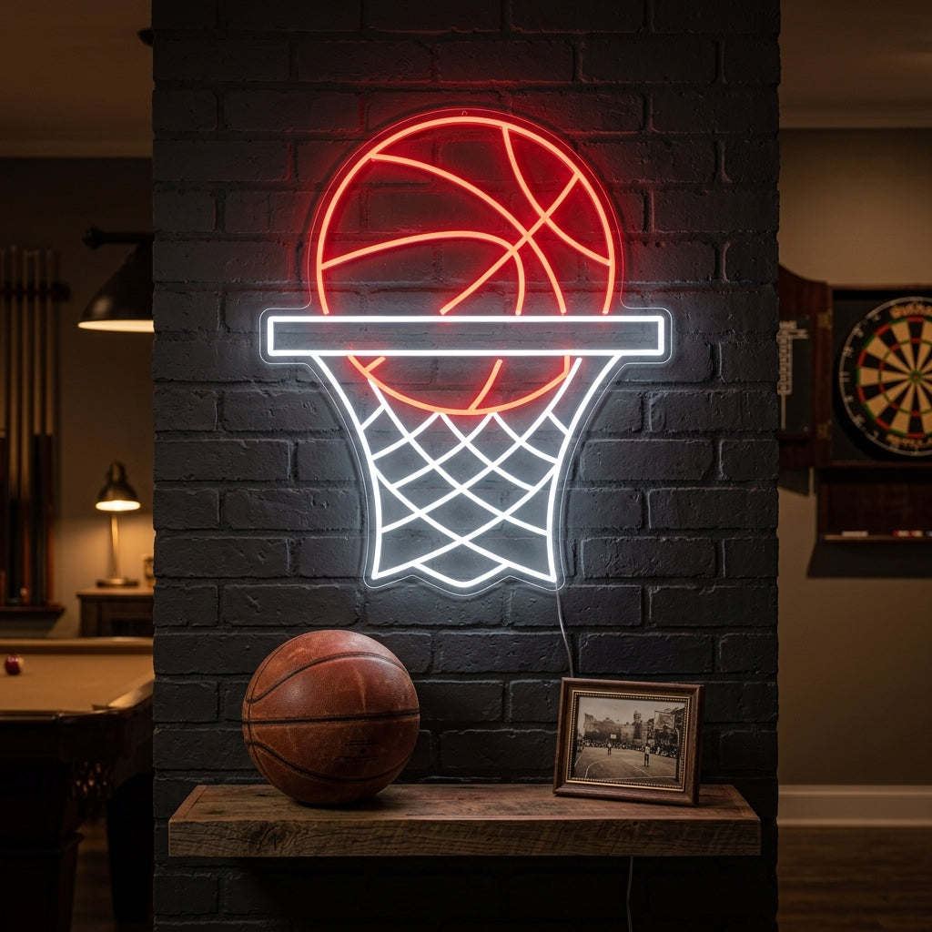 Basketball Hoop and Net Neon Sign