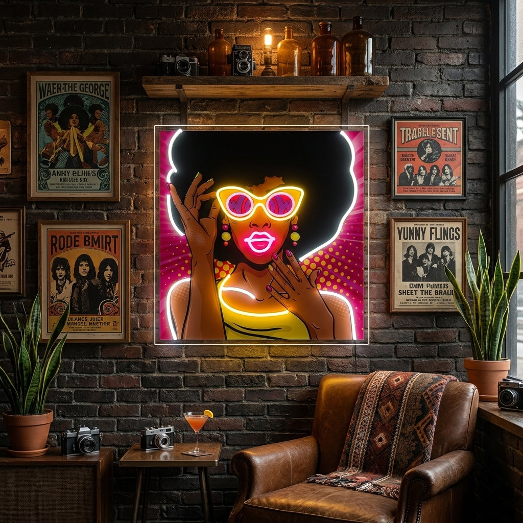 Retro 1950s Girl Pop Art LED Neon Sign