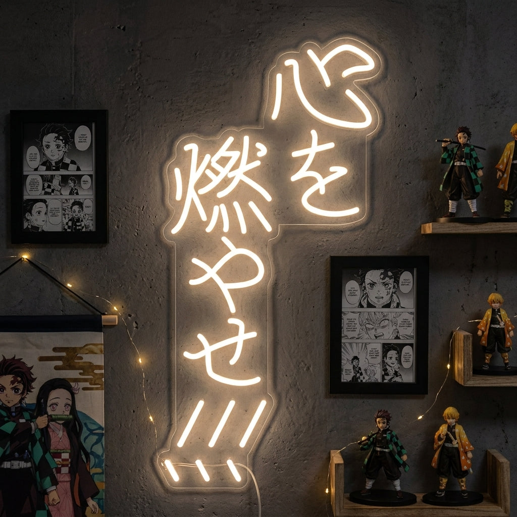 Flaming Anime Heart Neon Sign