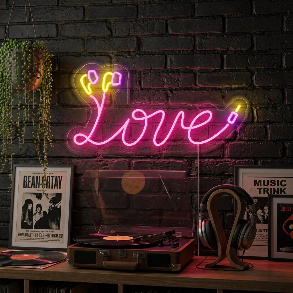Heart Earphone Cable Neon Sign