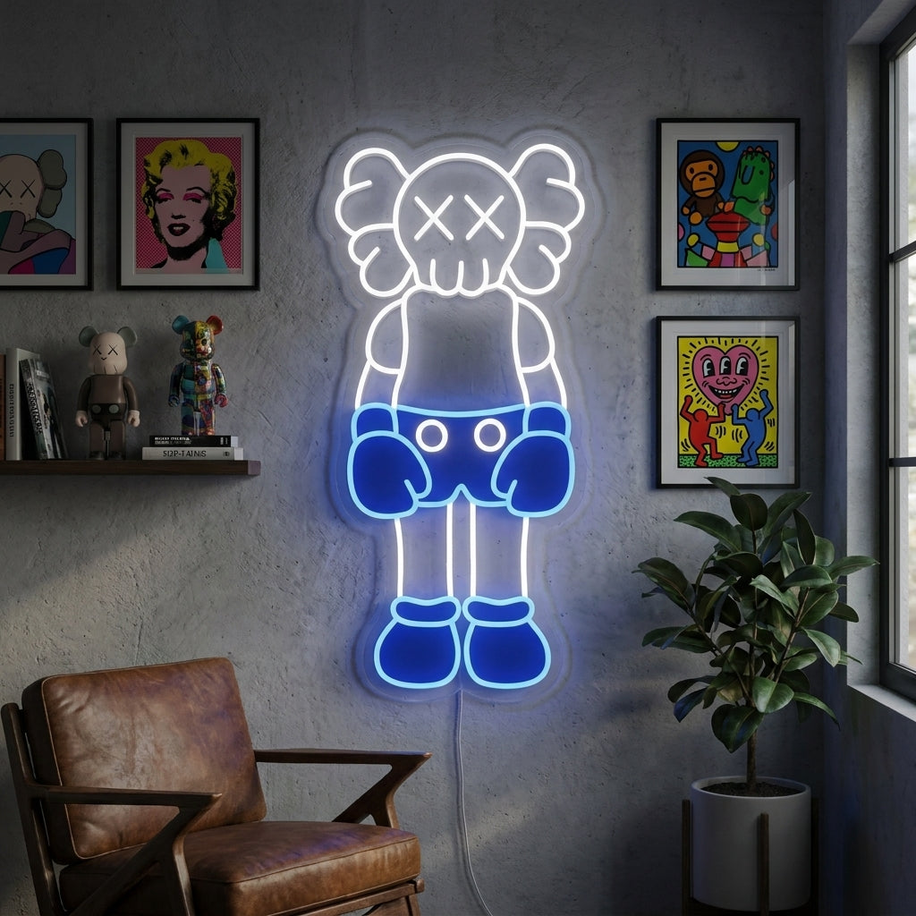 Cross-Eyed Art Figure Neon Sign