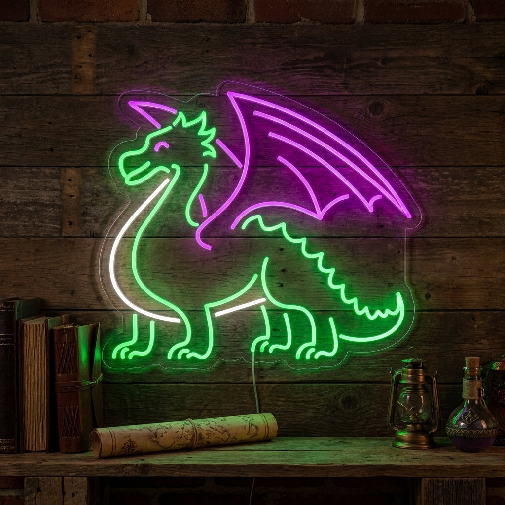 Fantasy Winged Dragon Neon Sign