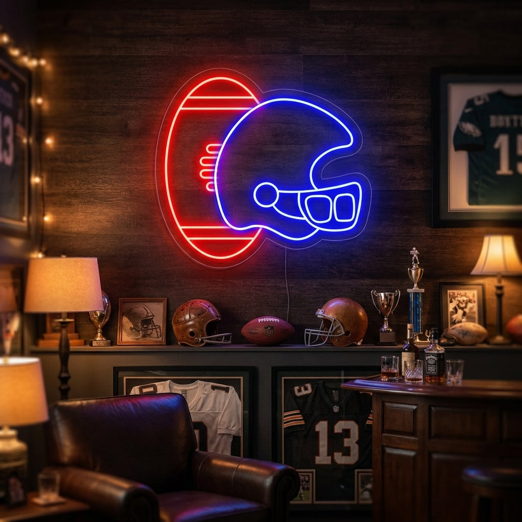 Cowboy American Football Helmet Neon Sign