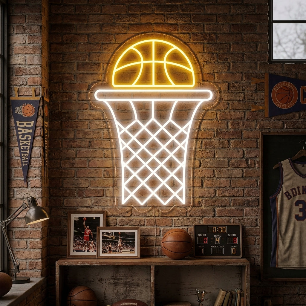 Basketball Hoop and Net Neon Sign