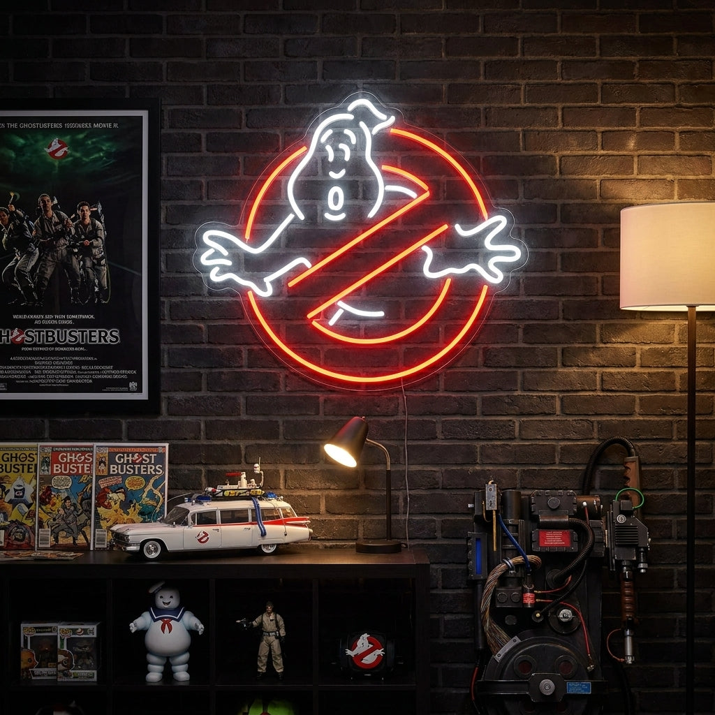 Cartoon Ghost Group Neon Sign