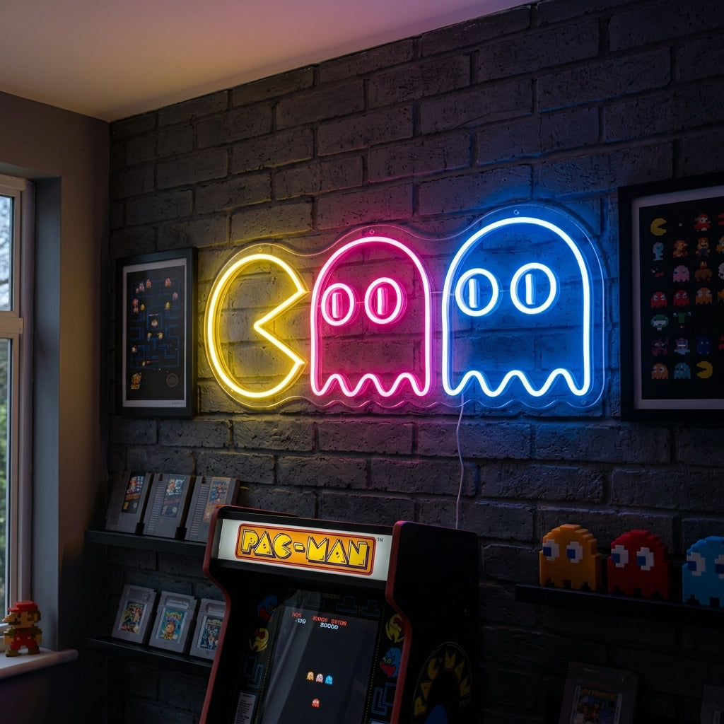 Retro Maze Game Character Neon Sign