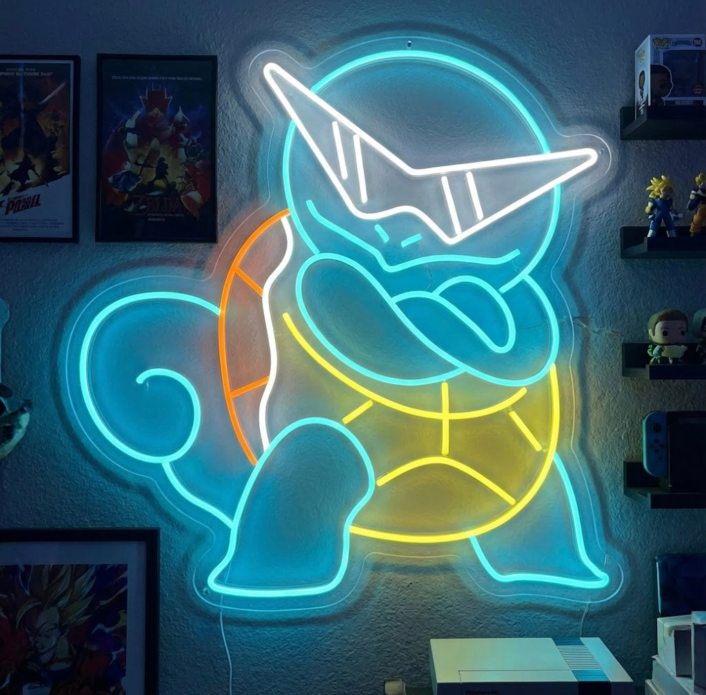 Cartoon Turtle Character Neon Sign