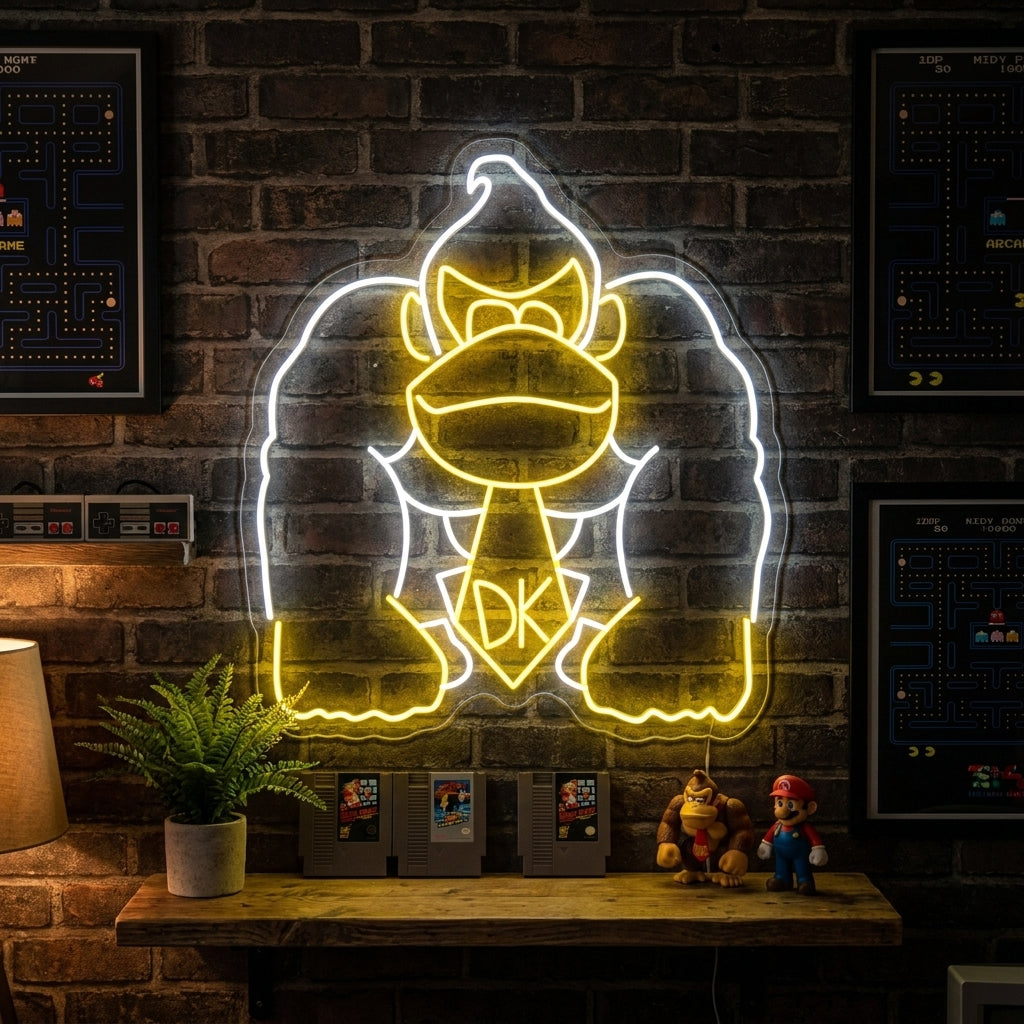 Retro Gaming Gorilla Neon Sign