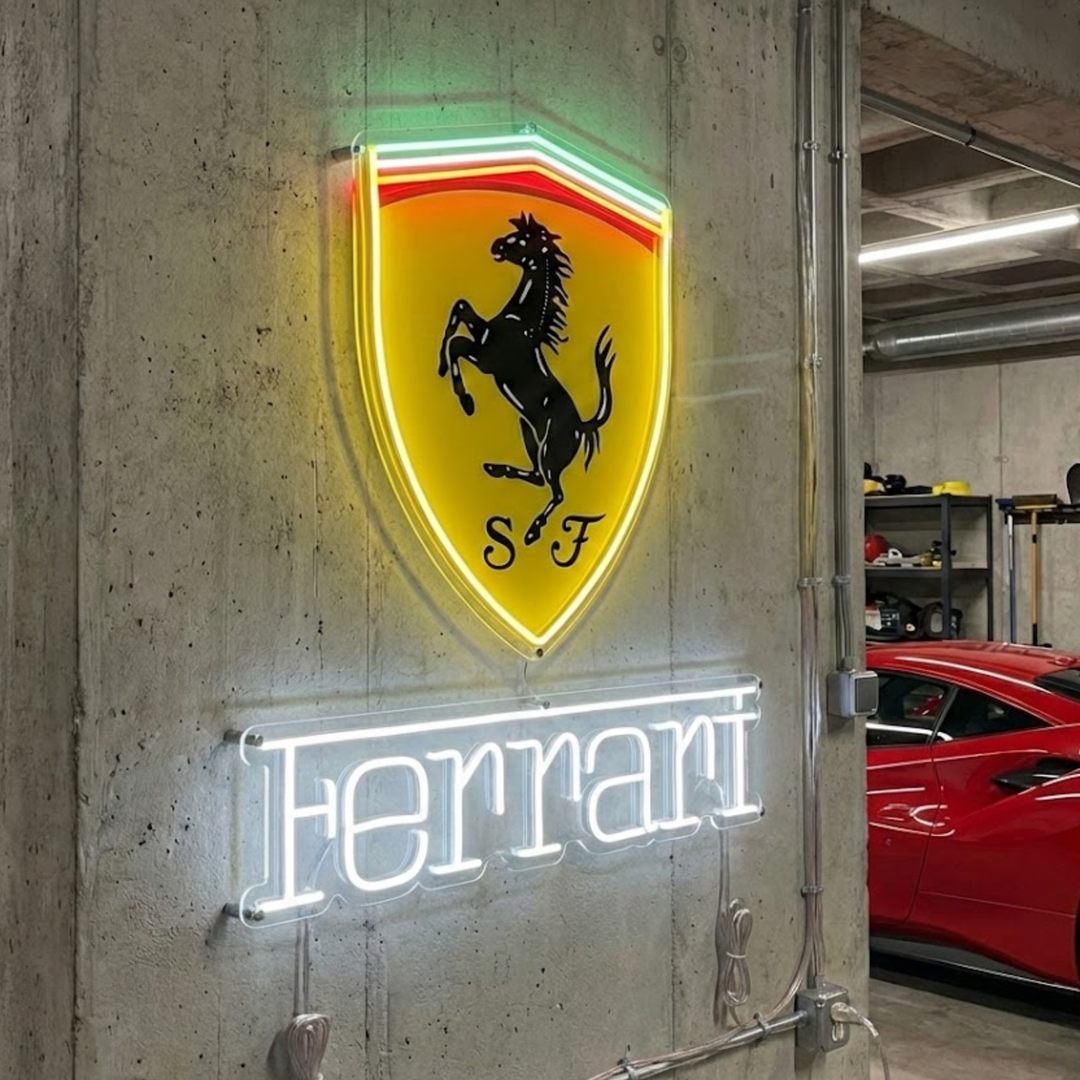 Sports Car Shield Badge Neon Sign