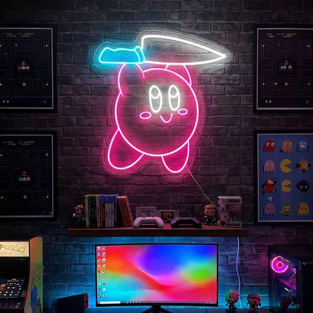 Knife Cartoon Character Neon Sign