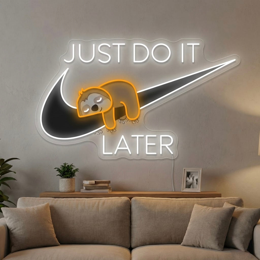 Lazy Sloth Quote LED Neon Sign