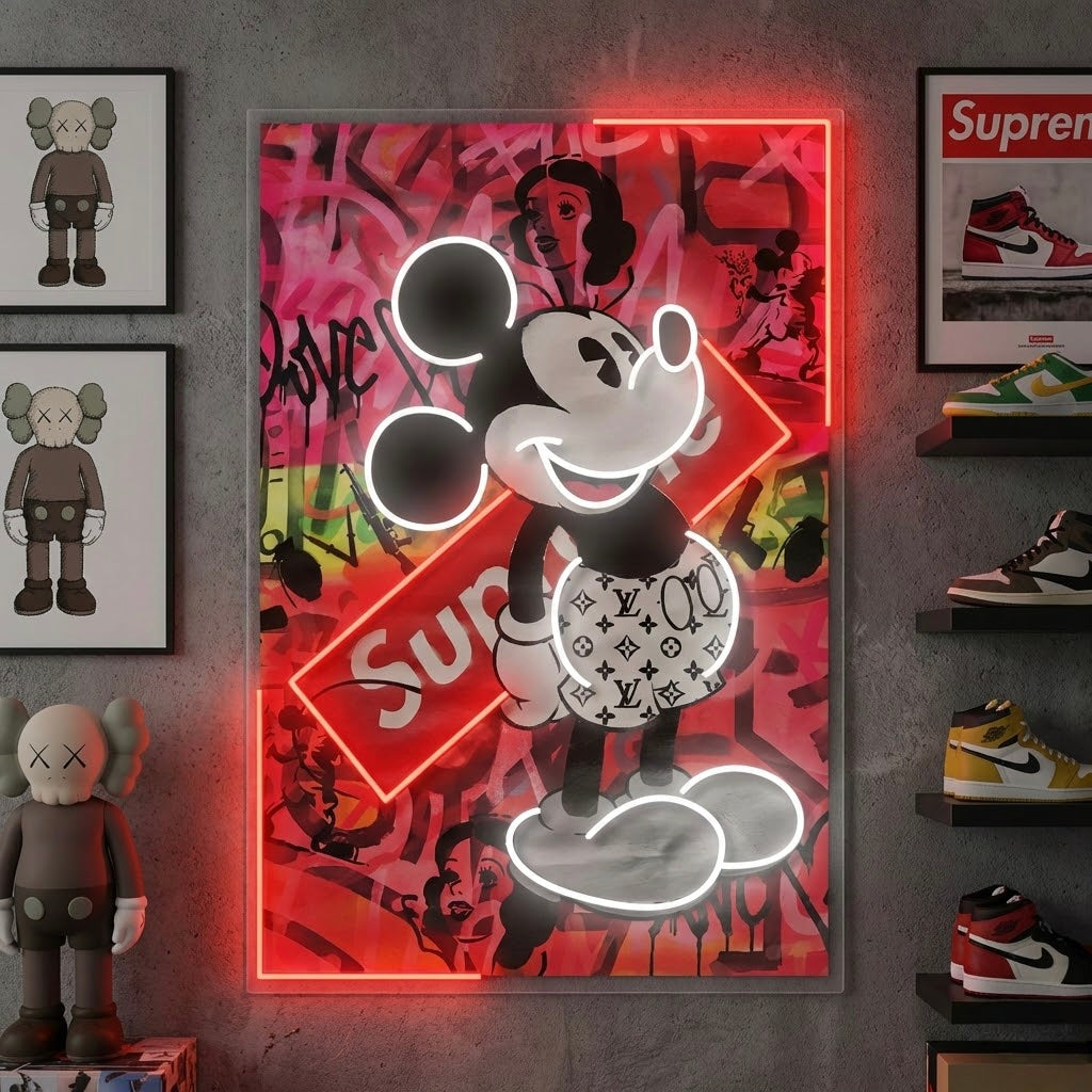 Pop Art Cartoon Mouse UV Printed LED Neon Sign