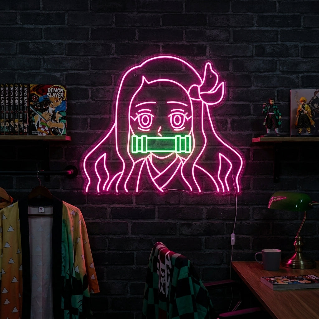 Dark Anime Demon Girl Neon Sign