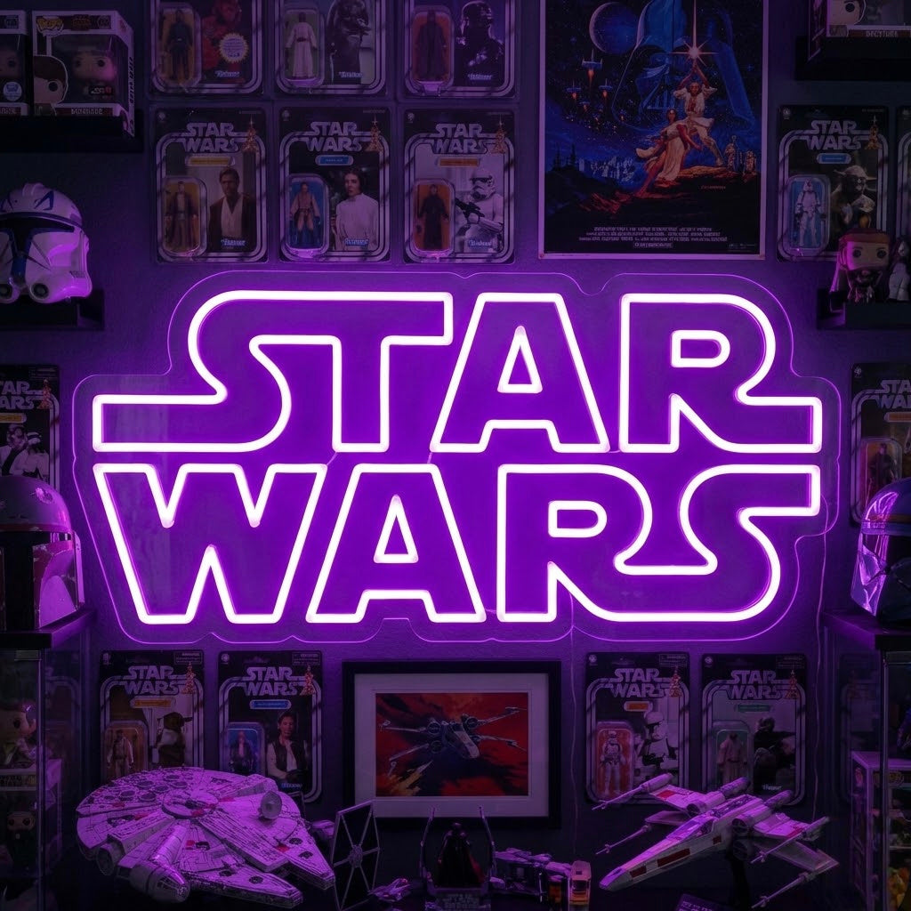 Space Battle Text Neon Sign