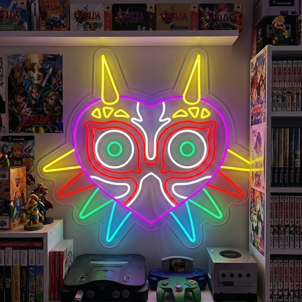 Dark Fantasy Face Mask Neon Sign