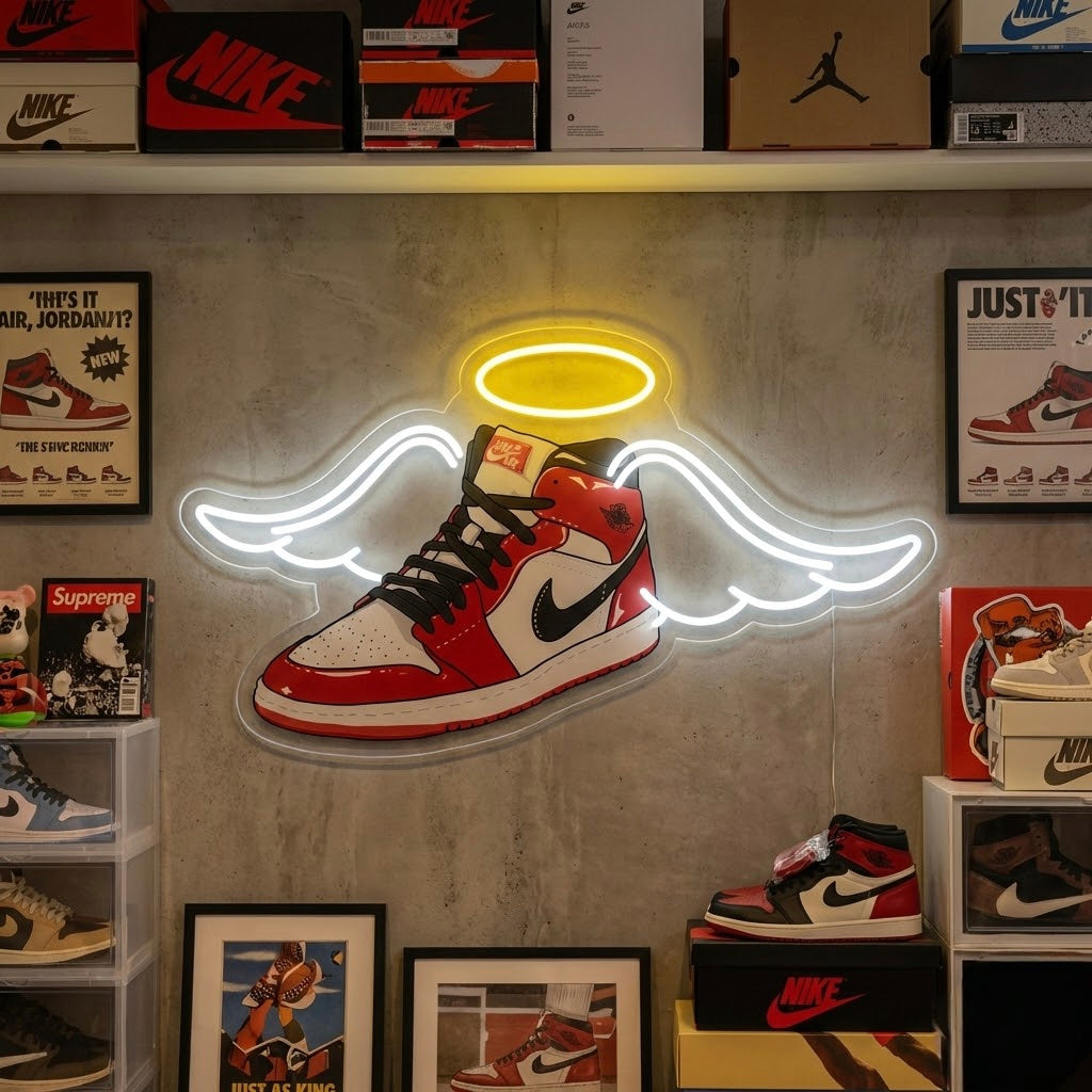 Winged Sneaker Pop Art Neon Sign