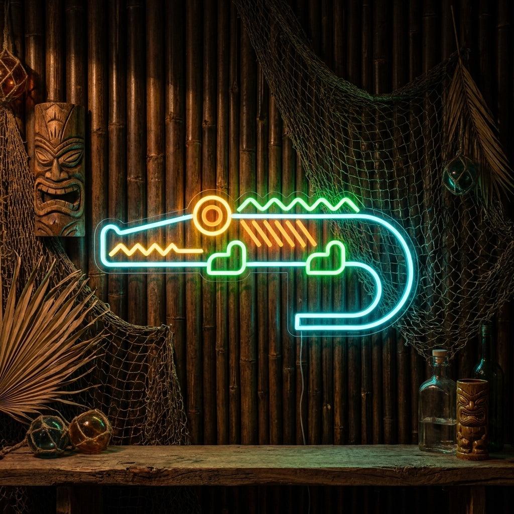 Cute Crocodile Character Neon Sign