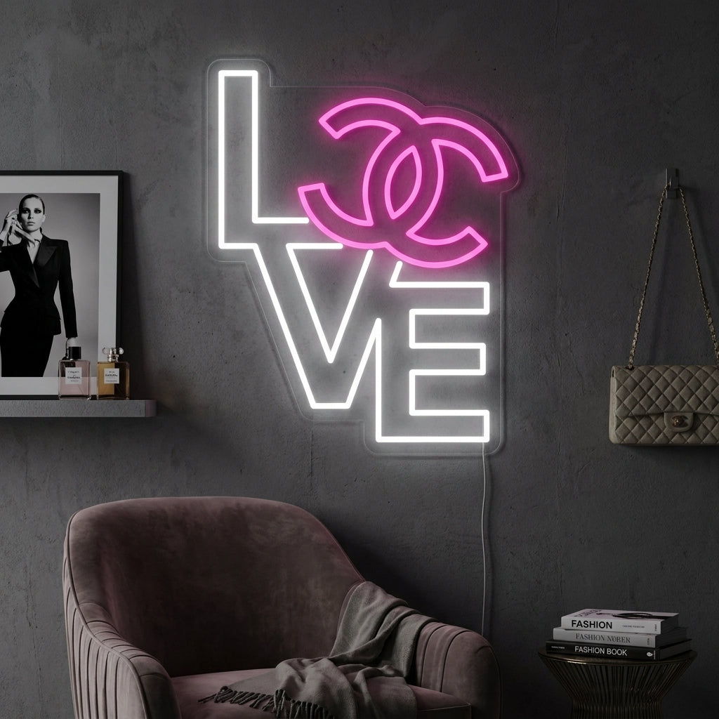 Interlocking Love Letters Neon Sign