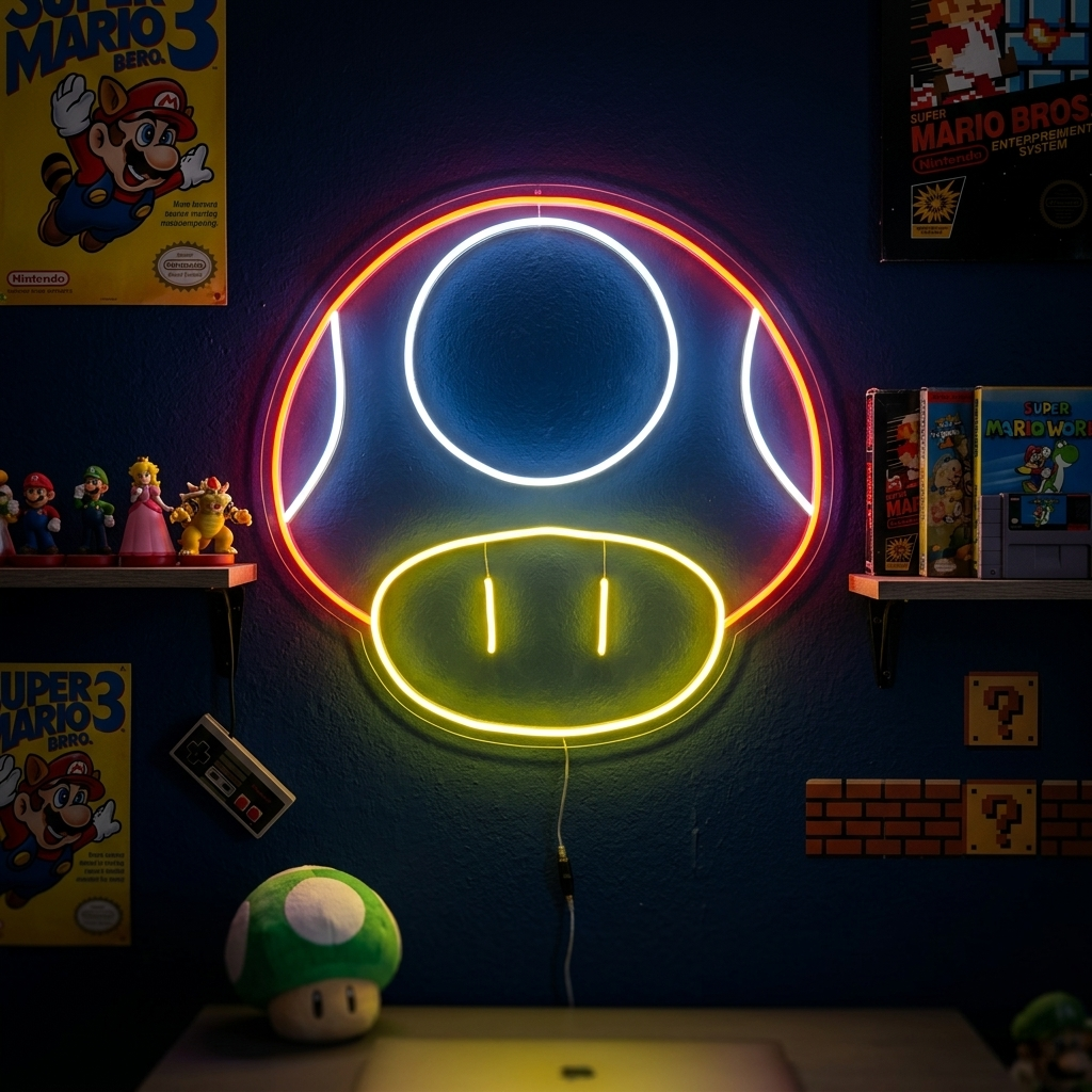 Retro Game Mushroom Neon Sign