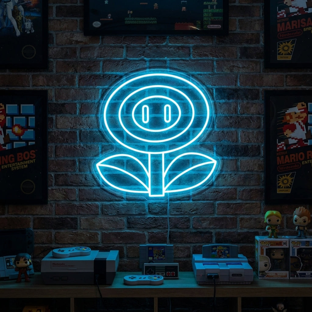 Retro Gaming Flower Neon Sign