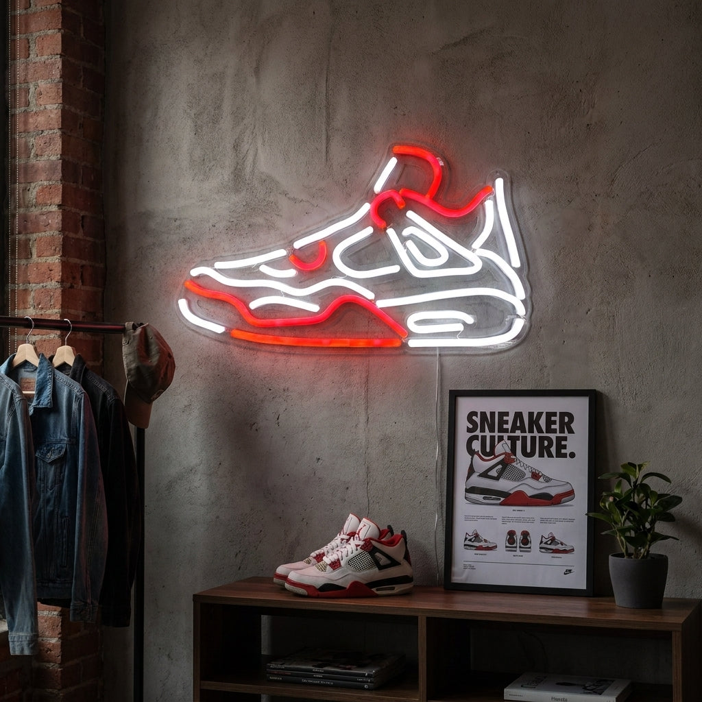 Retro Basketball Shoe Neon Sign