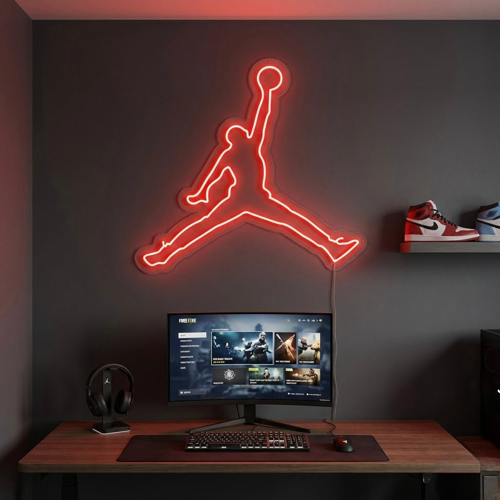 Basketball Dunk Silhouette Neon Sign