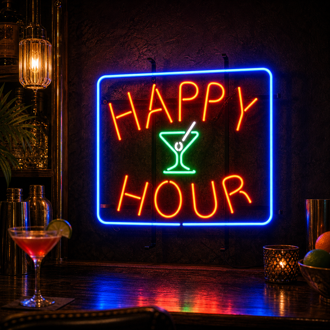 "Happy Hour Beer Bar" Neon Sign