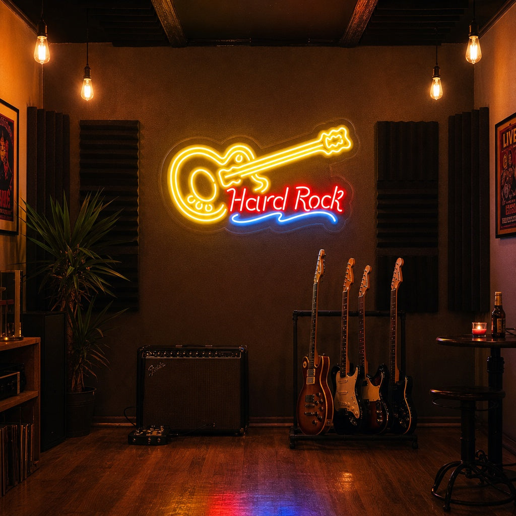 "Hard ROCK LIVE MUSIC Guitar" Neon Sign