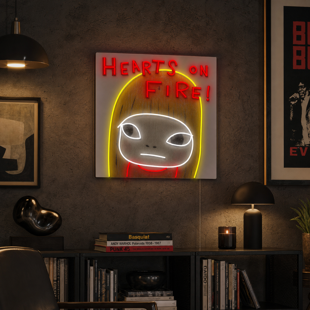 "Hearts On Fire" UV Print LED Neon Sign
