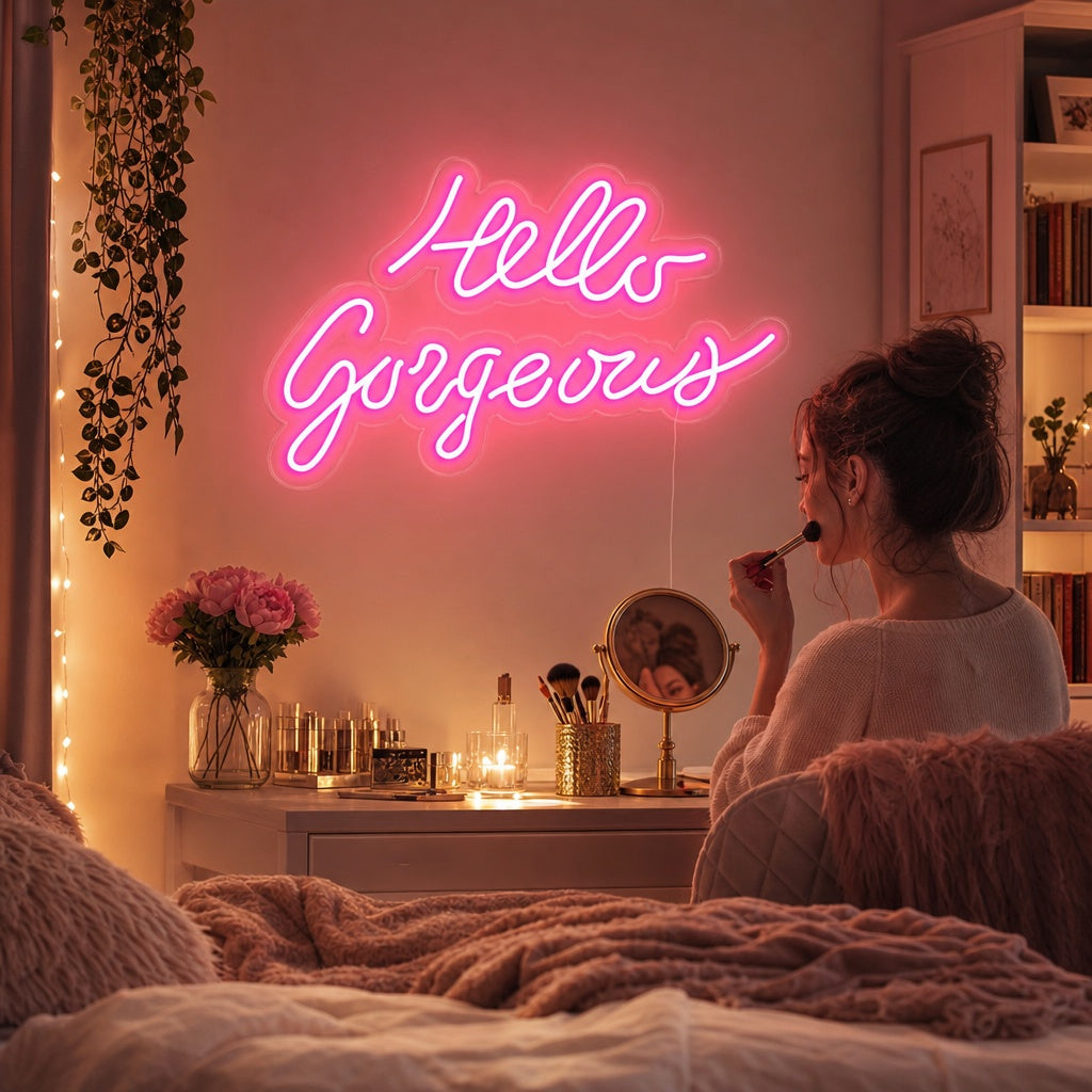 "Hello Gorgeous" Neon Sign