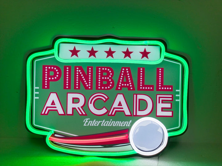 "Pinball Game Arcade Vintage", Game Room Decor, LED Neon Sign 2.0, Luminous UV Printed