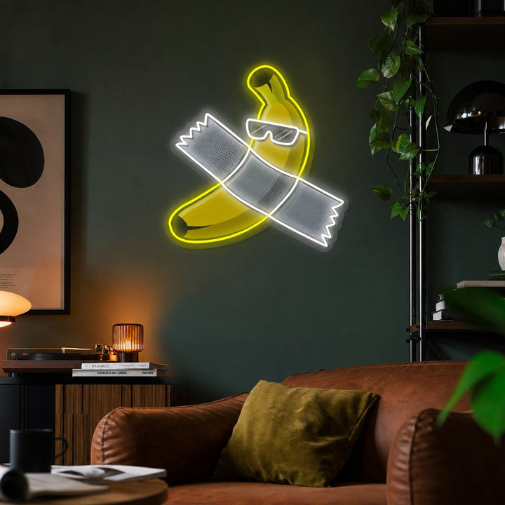 "Is This Art, Banana With Tape" UV Print LED Neon Sign