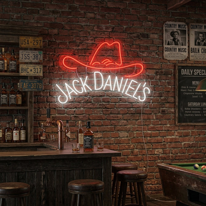Neon Jack Daniels Sign, Neon Whiskey Sign, Bar Neon Sign