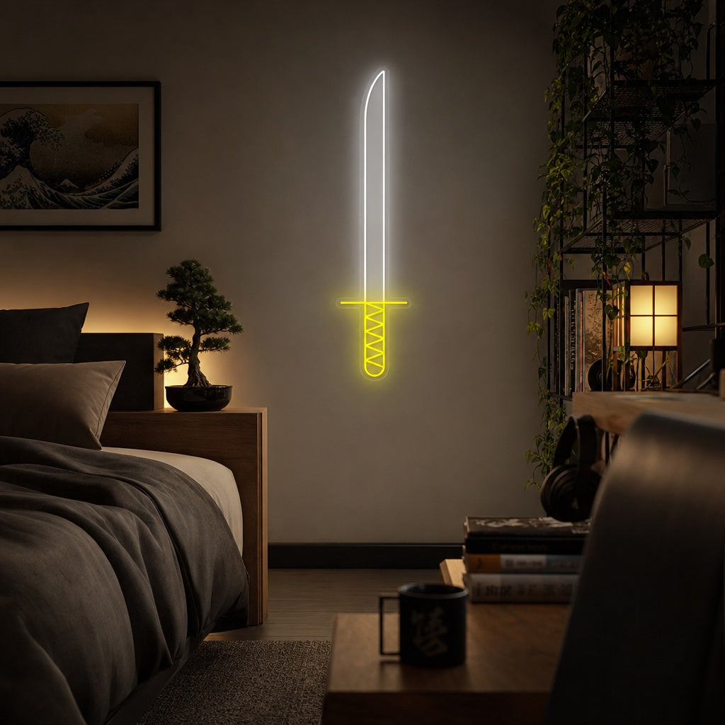 Japanese Sword Neon Sign, Japanese Neon Sign