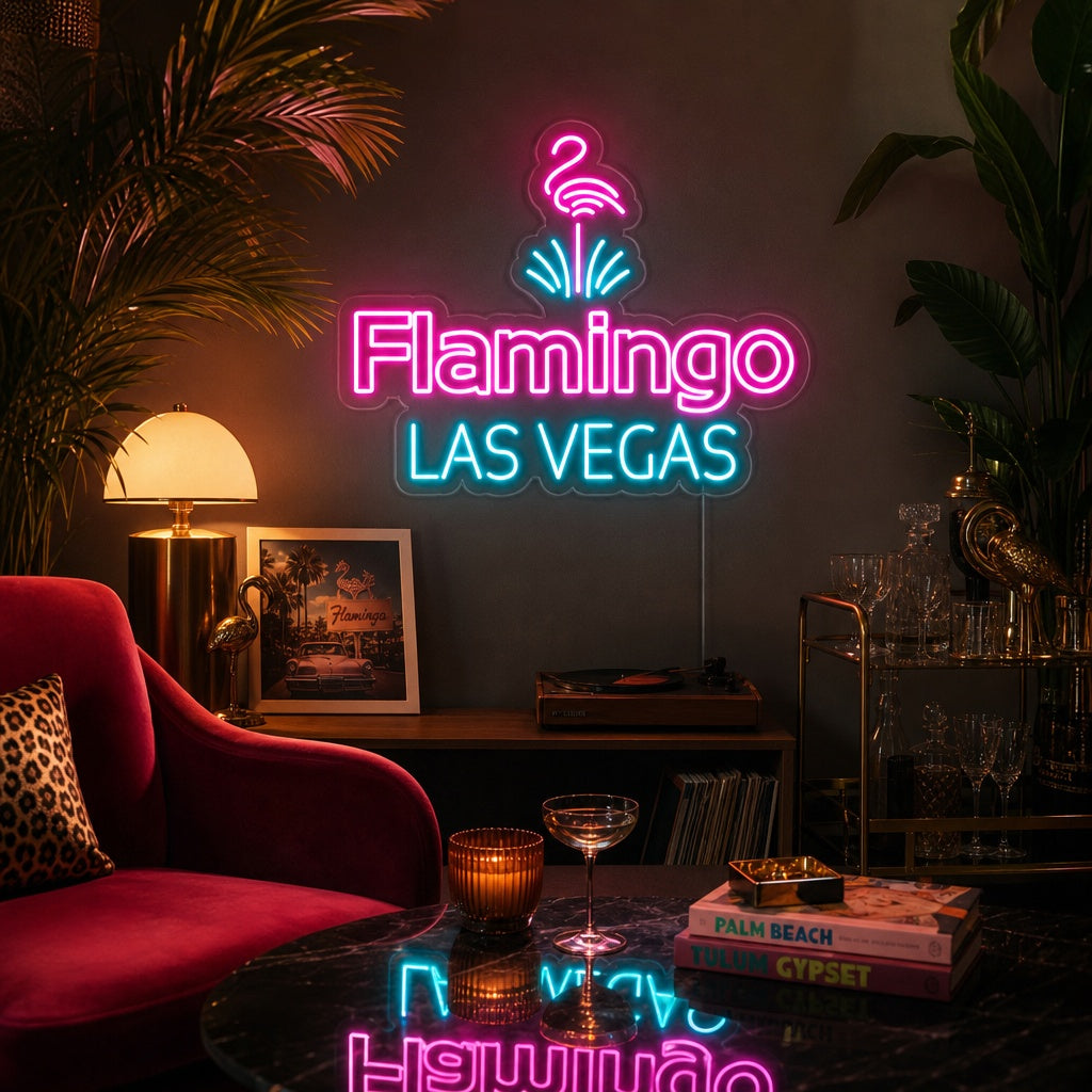 "Large Flamingo Hotel Las Vegas" Neon Sign