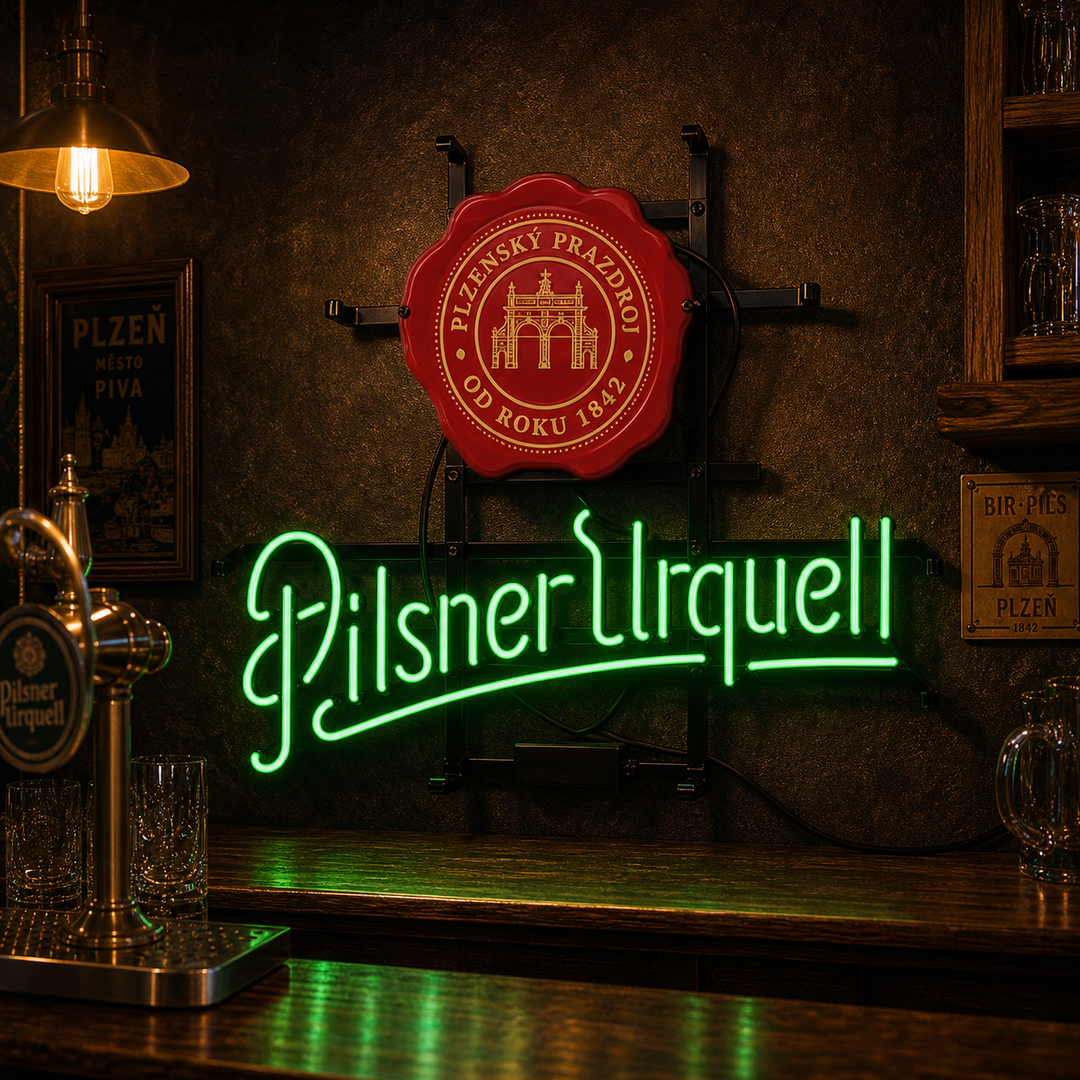 Light Green Pilsner Urquell Budweiser Clydesdale Coaster Neon Sign