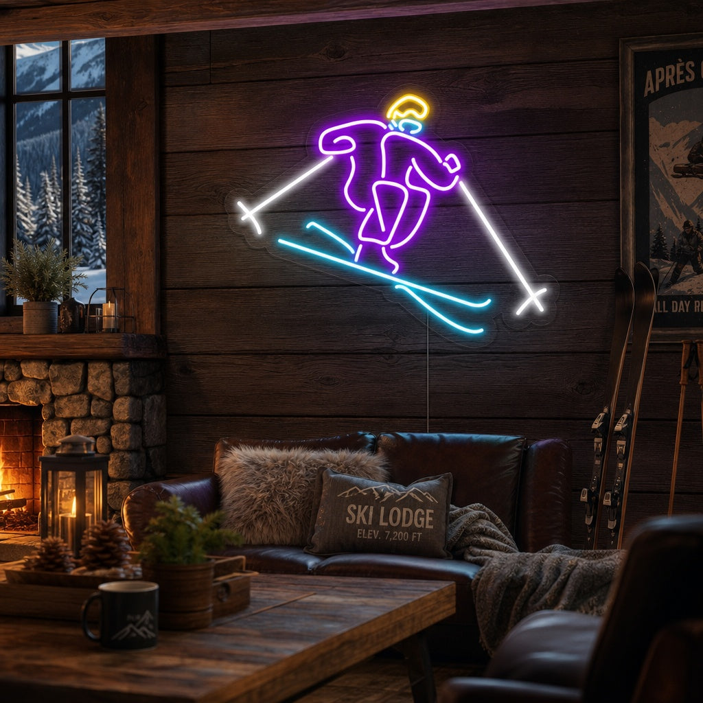 "Logo of Skier" Neon Sign