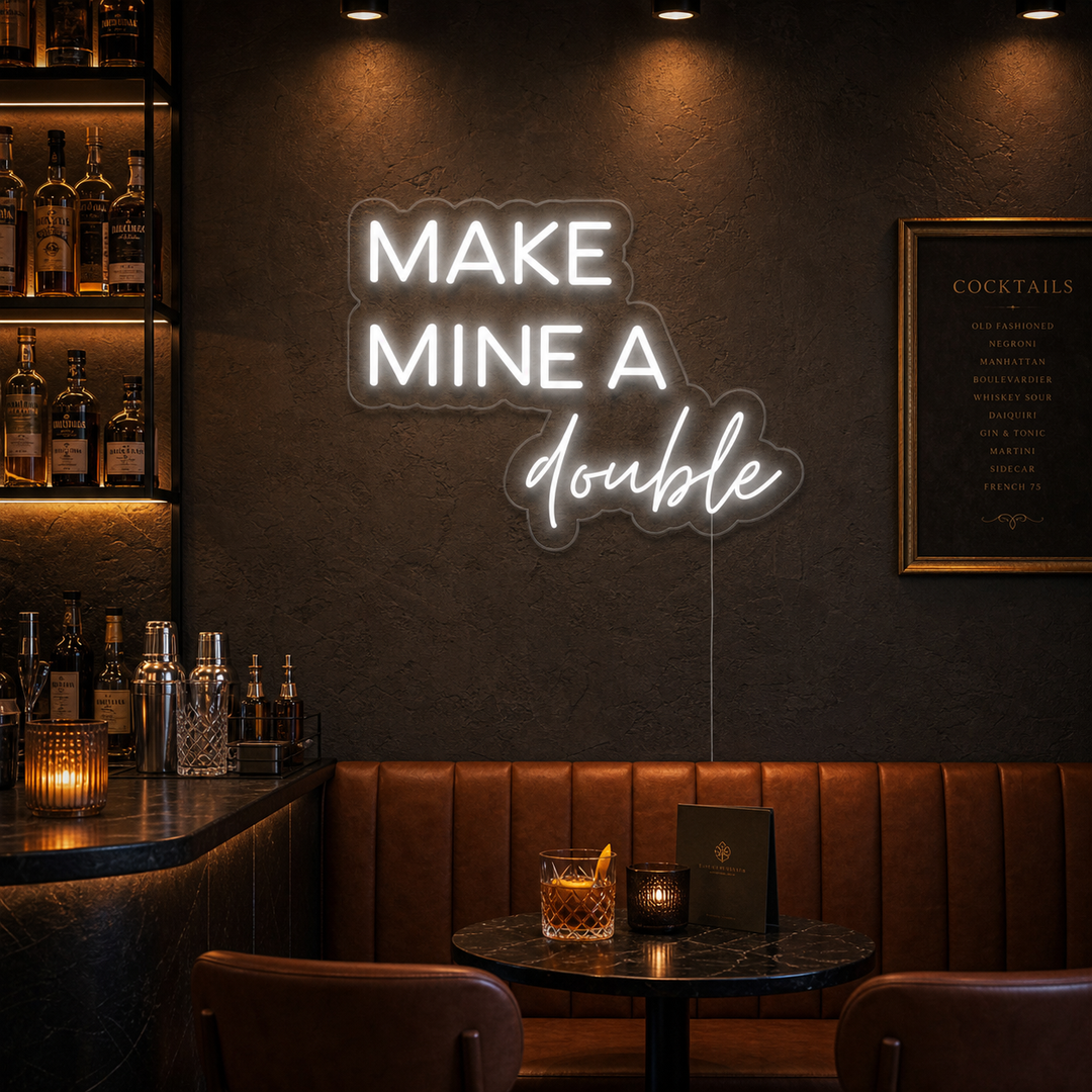 "Make Mine a Double Bar" Neon Sign