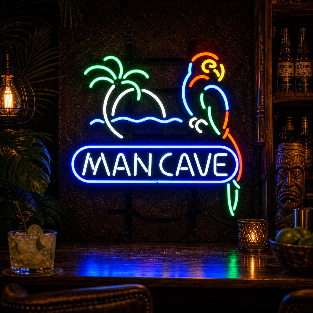"Man Cave Parrot" Neon Sign