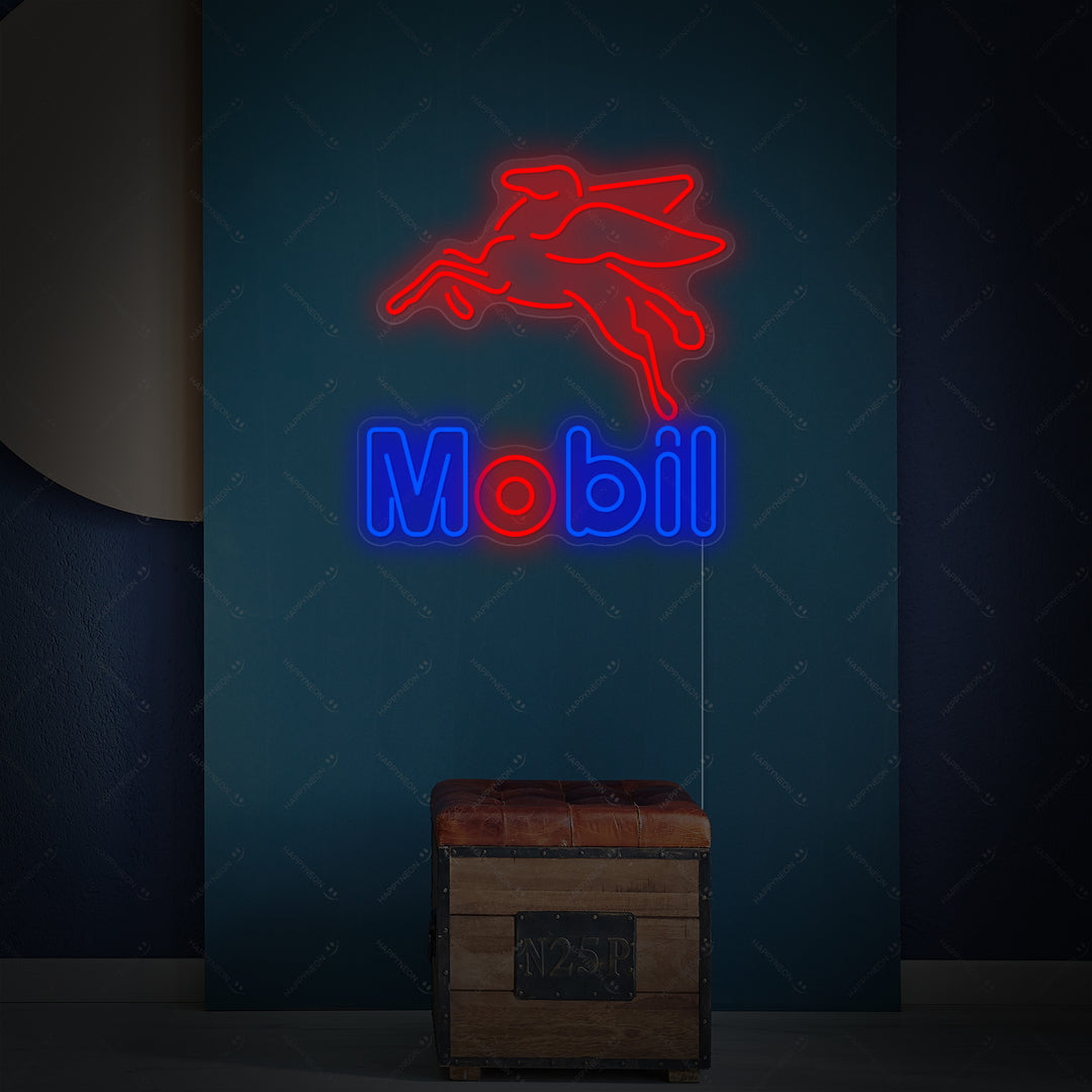 "Mobil Oil Gas Shop" Neon Sign