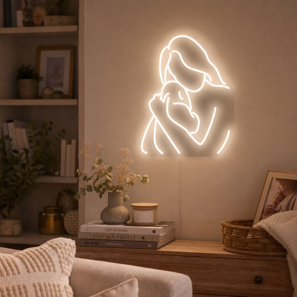"Mum Hug Mother Baby" Neon Sign