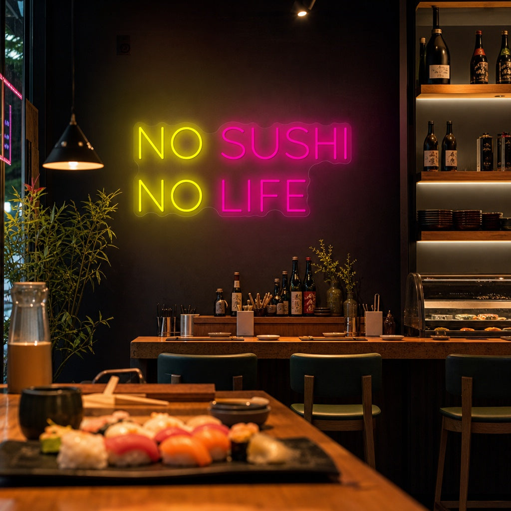 No Sushi No Life Neon Sign, Japanese Restaurant Decor