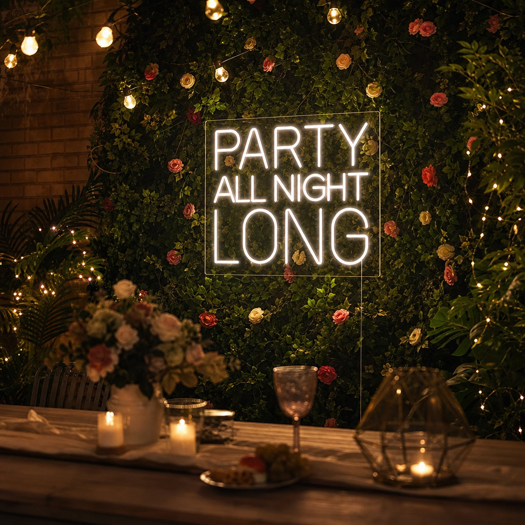 "Party All Night Long" Neon Sign