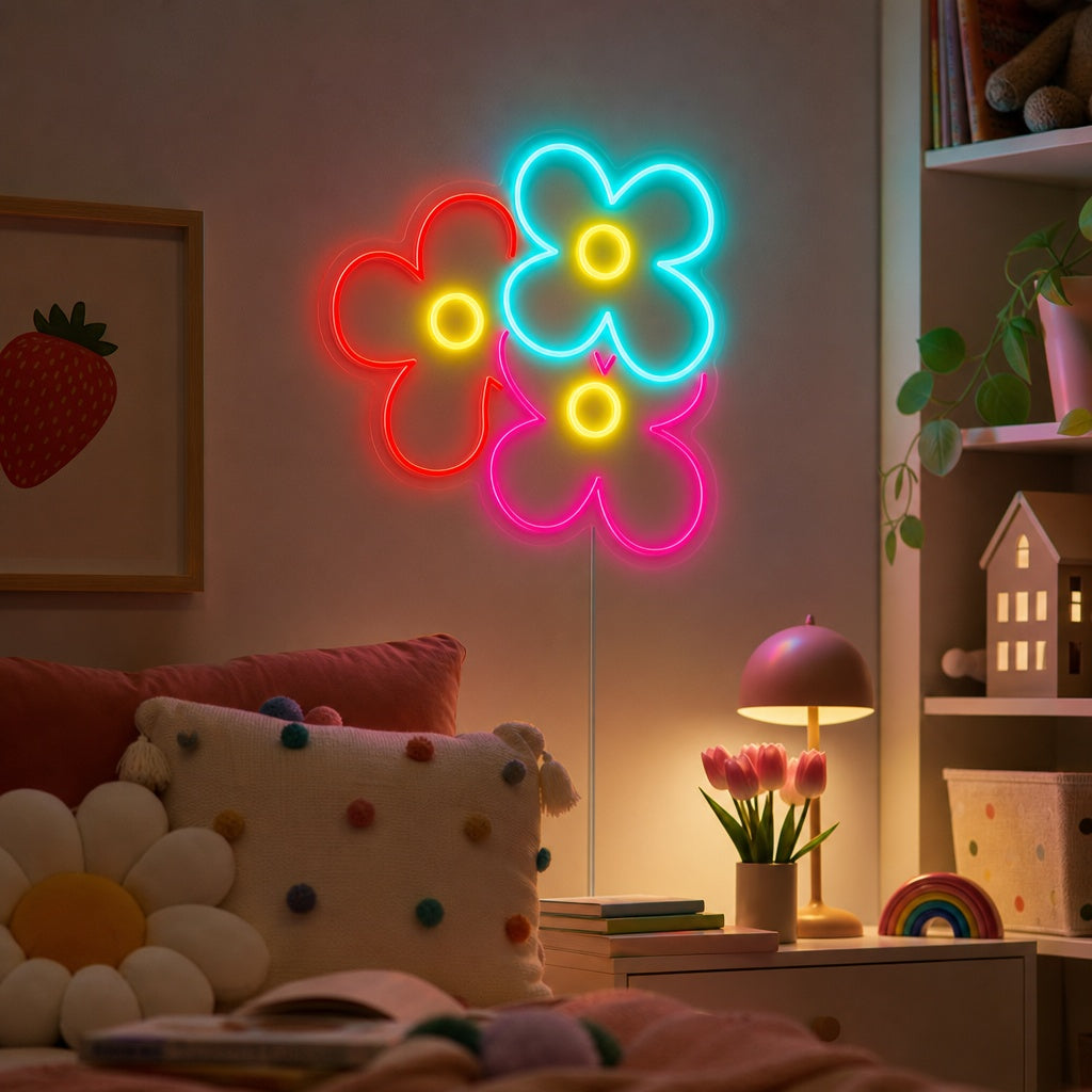 "Popping Daisy Flower, Kids Room Decor" Neon Sign
