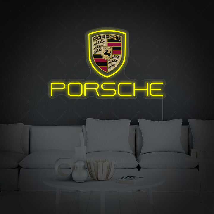 Luxury Sports Car Crest Neon Sign