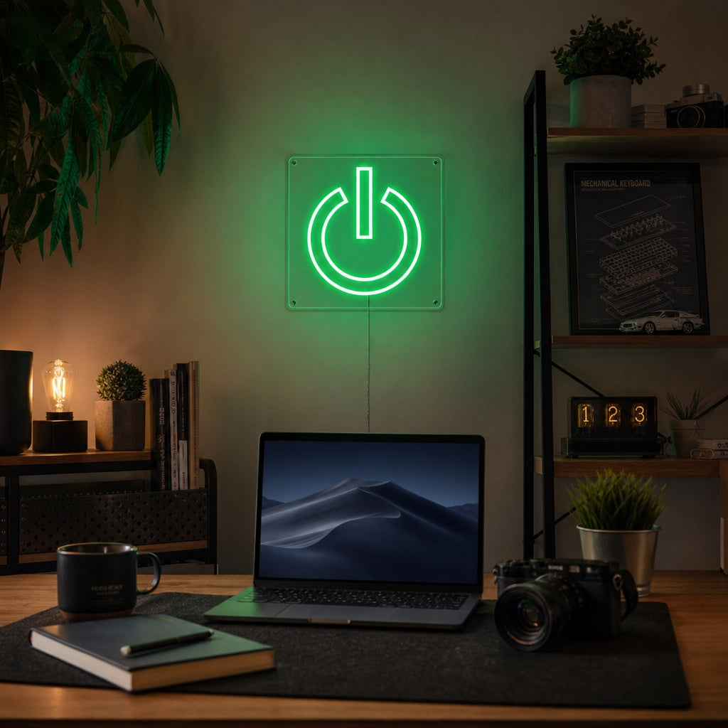 "Power Button, Game Room Decor" Neon Sign