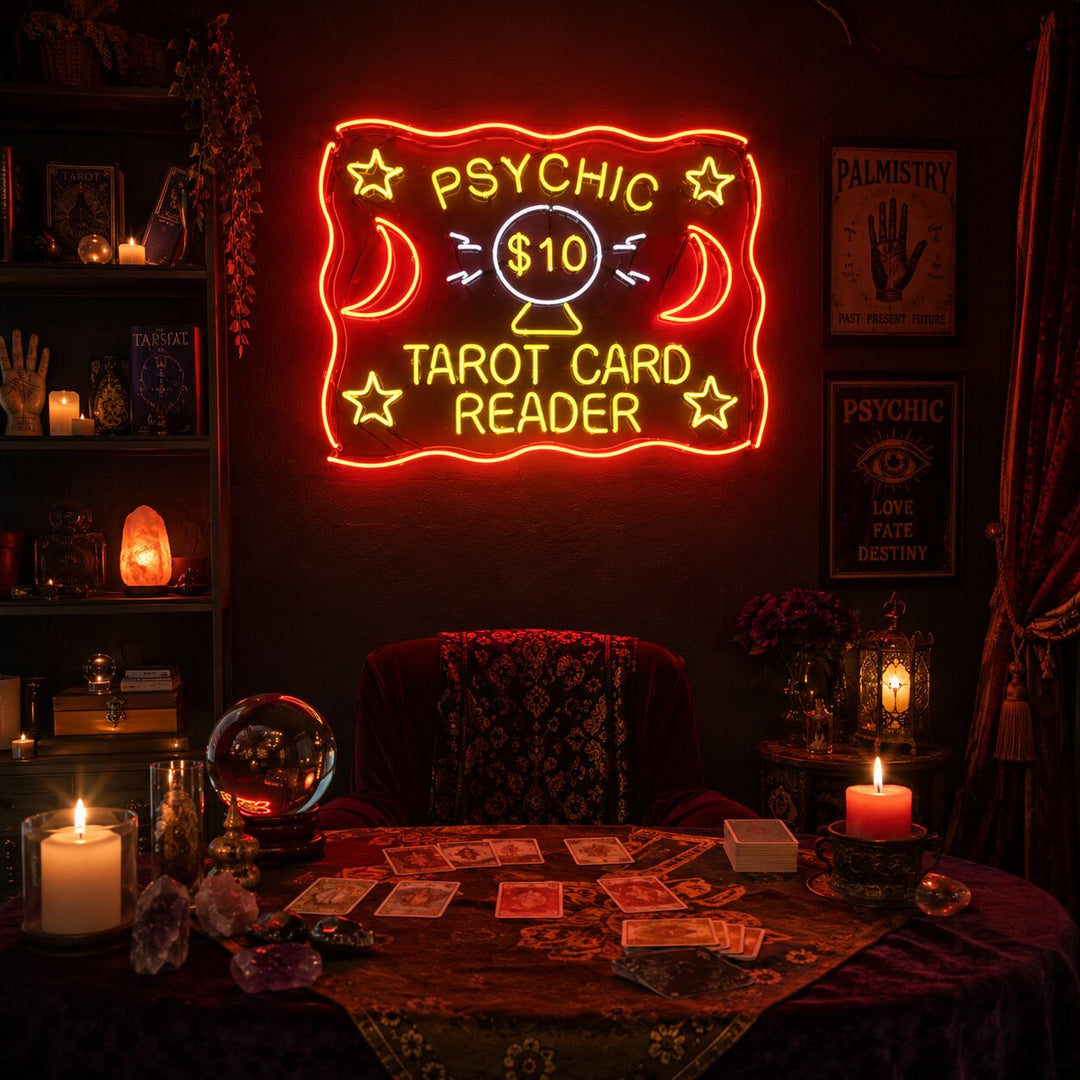 "Psychic Tarot Card Reader" Neon Sign