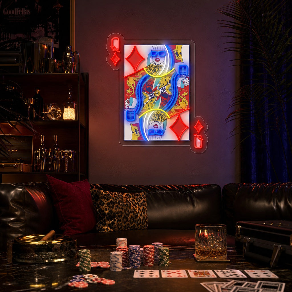 "Q Of Glam, Pop Star Idol" UV Print LED Neon Sign