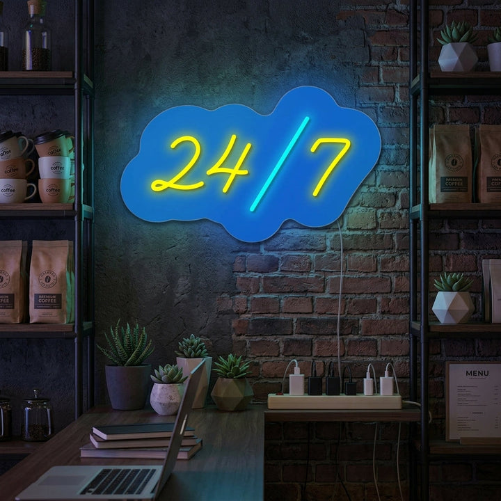 "Open 24/7" Neon Sign