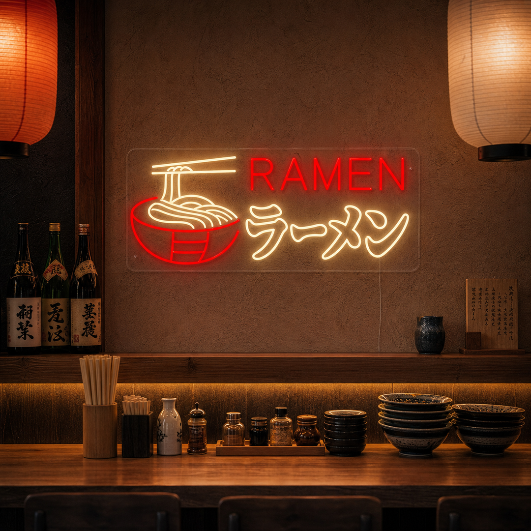 Ramen Noodles Neon Sign, Japanese Restaurant Decor